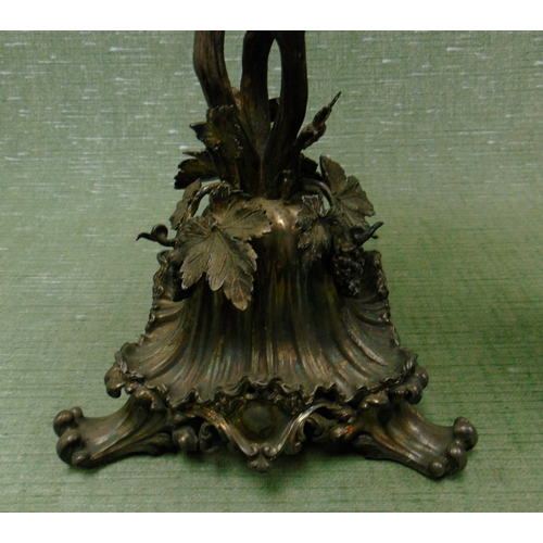 1 - Good pair of cut glass comports, each having a silver plated foliate form base.