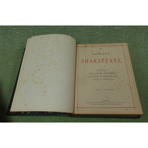 14 - Three antique leather bound volumes, Shakespeare Histories, Comedies and Tragedies.