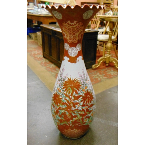 15 - Large antique Japanese Kutani vase, having flared rim with traditional decoration and character mark... 