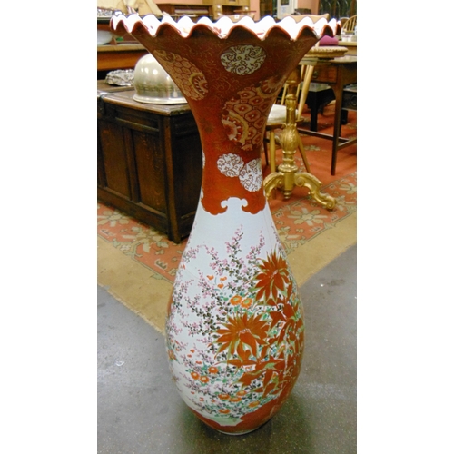 15 - Large antique Japanese Kutani vase, having flared rim with traditional decoration and character mark... 