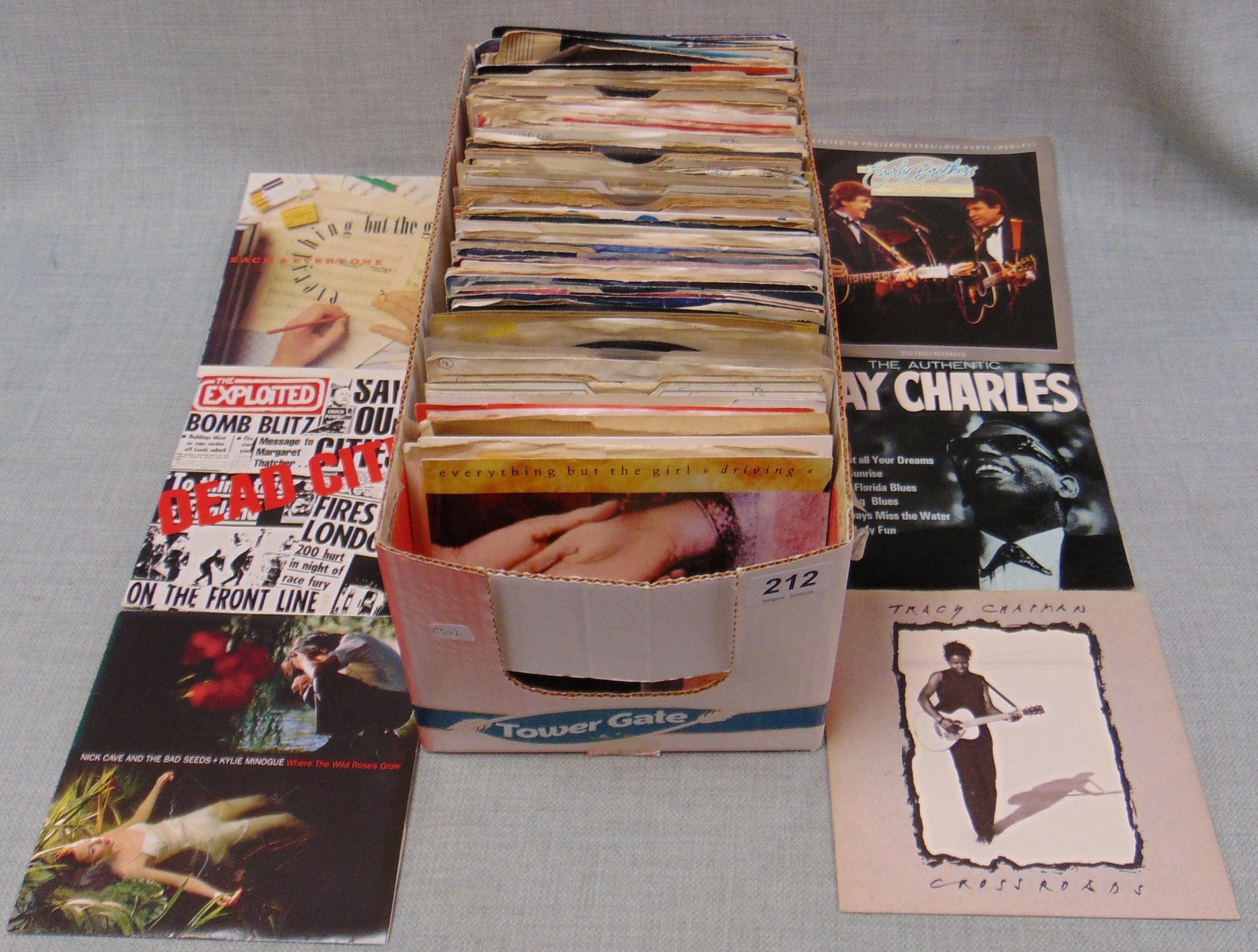 Box of single records.