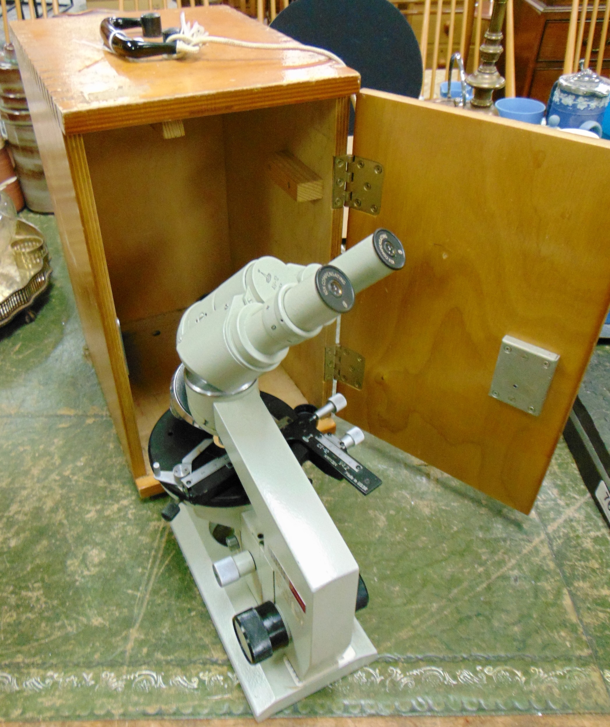Cased Russian microscope.