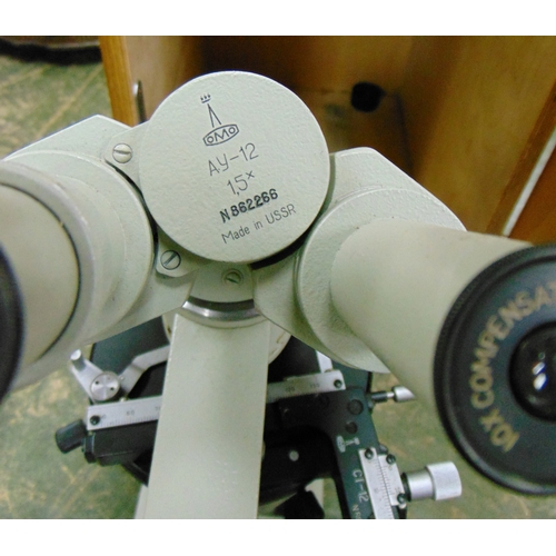 Cased Russian microscope.