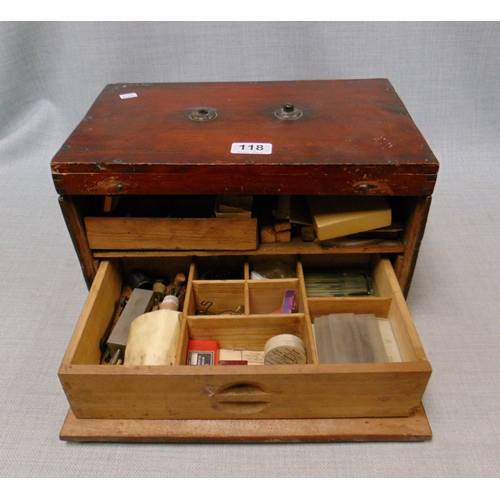 118 - Antique chemist's chest and contents.