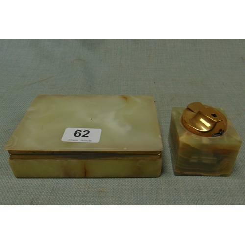 62 - An onyx cigarette case and table lighter.