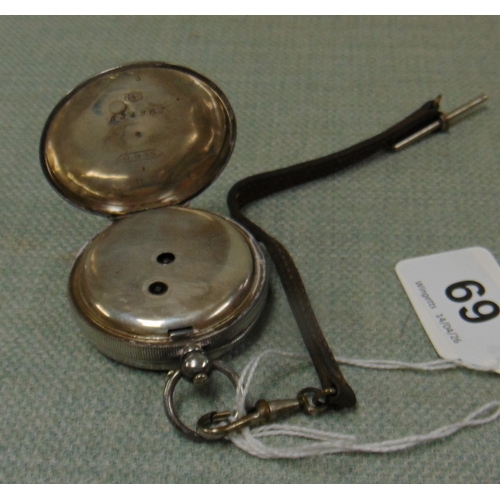 69 - Acme Lever 935 silver cased pocket watch, having enamel face and Roman numerals.