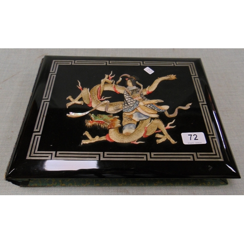 72 - An Oriental lacquered photograph album, in original wooden box.