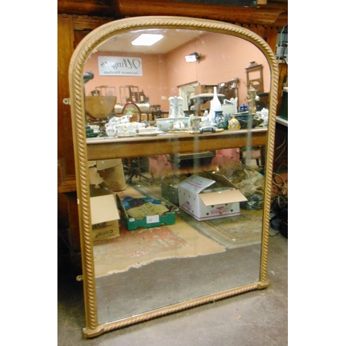 77 - Antique gilt framed overmantle mirror, having rope twist decoration 50 x 35
