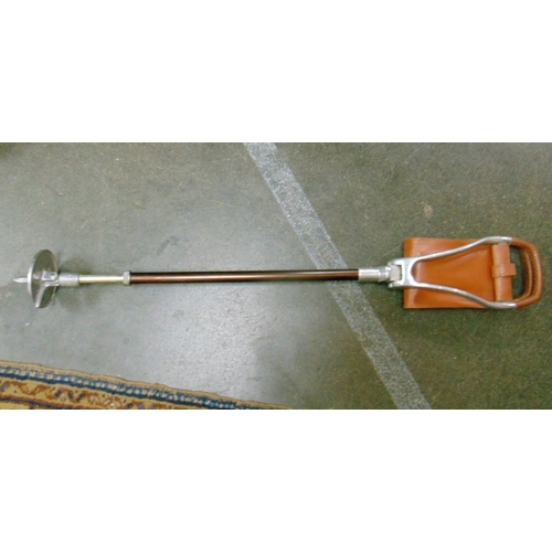 82 - Pair of antique boot trees, boots and a shooting stick.