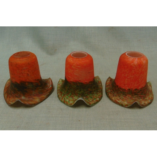 85 - Three mottled glass lightshades.