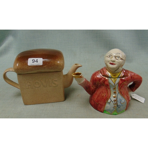 94 - Carlton ware novelty loaf form teapot, and one other  (2).