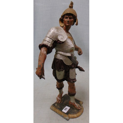 99 - Painted metal figure, modelled as a Roman soldier, 18.5
