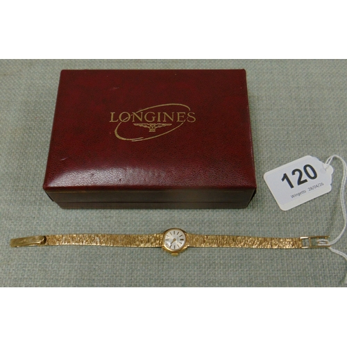 120 - Longines 9ct gold cased ladies wristwatch.