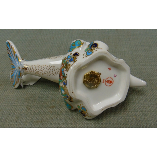 237 - Royal Crown Derby dolphin paperweight, having gold coloured stopper.
