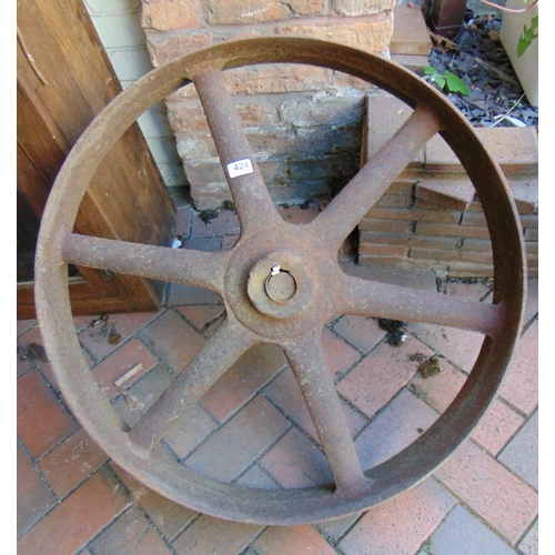 424 - Antique cast iron cartwheel, 29