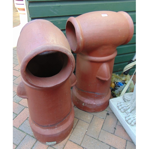 440 - Pair of antique terracotta chimney pots, each 31