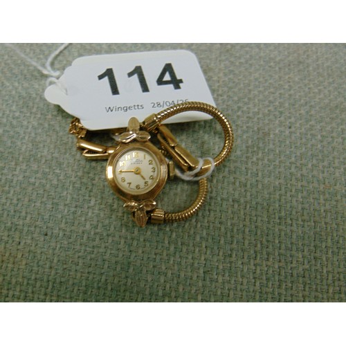 114 - Bertina 9ct gold cased wristwatch.
