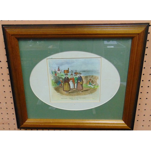 96 - N. Buck, framed and glazed black and white engraving, south view of Wrexham and a reproduction Welsh... 