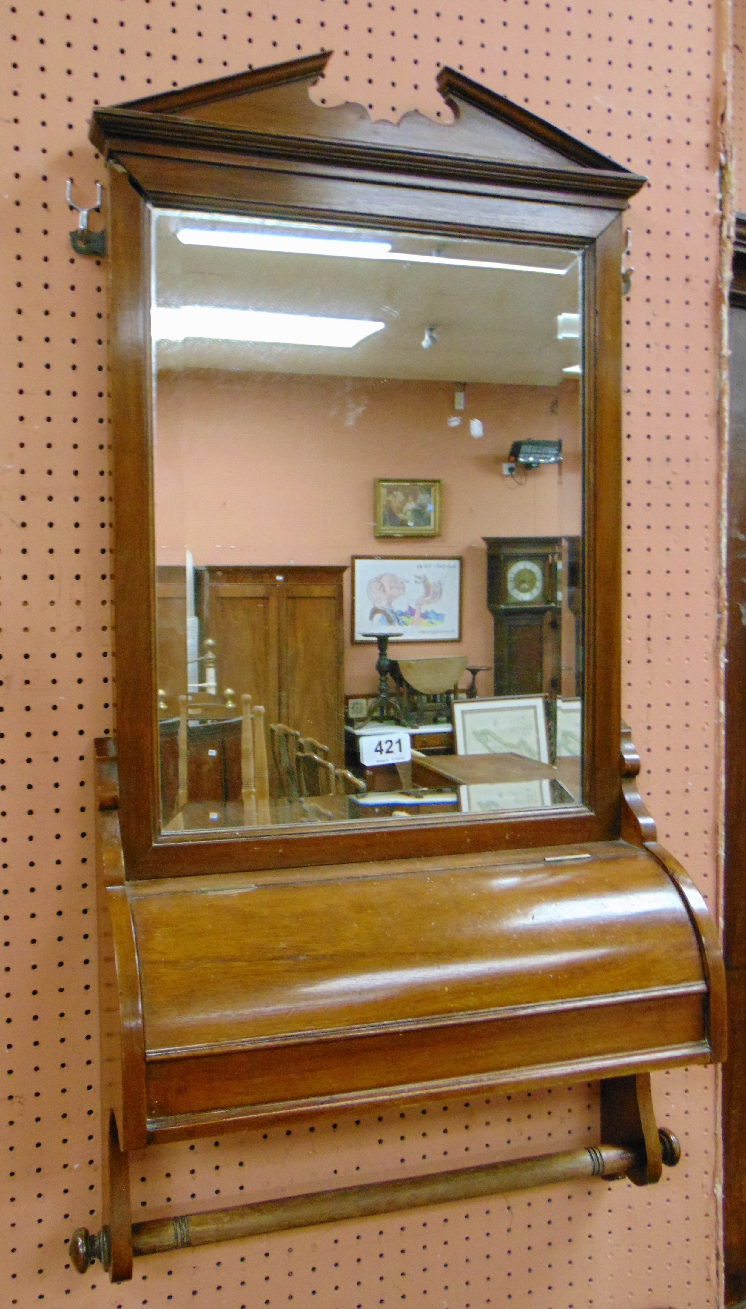 Antique mahogany toilet mirror, rectangular plate bevel edged glass ...