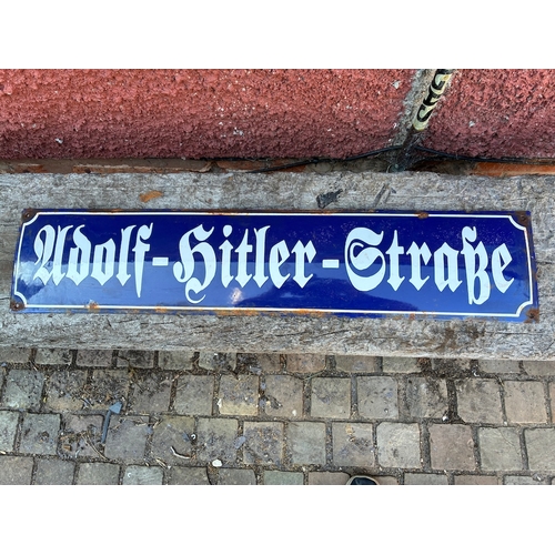 93 - WW2 GERMAN ADOLF HITLER STRASSE STREET SIGN

RARE FULL SIZE GERMAN STREET SIGN FOR ADOLF HITLER STRA... 