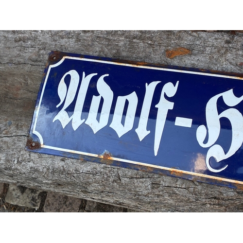 93 - WW2 GERMAN ADOLF HITLER STRASSE STREET SIGN

RARE FULL SIZE GERMAN STREET SIGN FOR ADOLF HITLER STRA... 