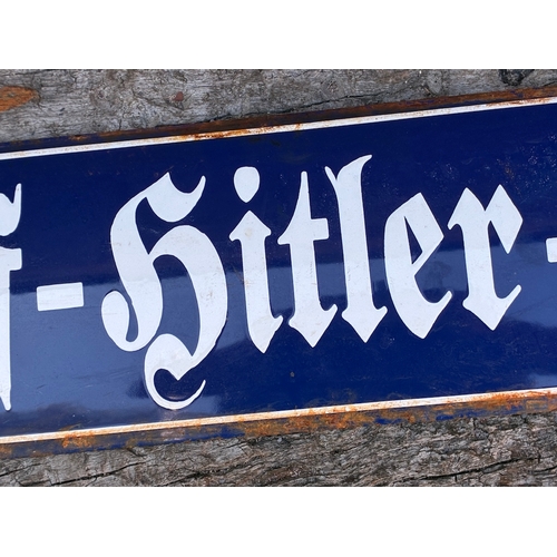 93 - WW2 GERMAN ADOLF HITLER STRASSE STREET SIGN

RARE FULL SIZE GERMAN STREET SIGN FOR ADOLF HITLER STRA... 