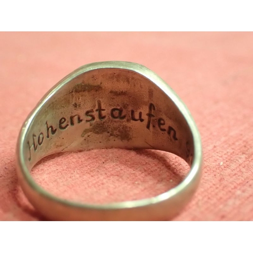 196 - Waffen-SS Hohenstaufen panzer div finger ring

Good quality private purchase silver ring. The owner'... 