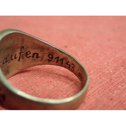 196 - Waffen-SS Hohenstaufen panzer div finger ring

Good quality private purchase silver ring. The owner'... 