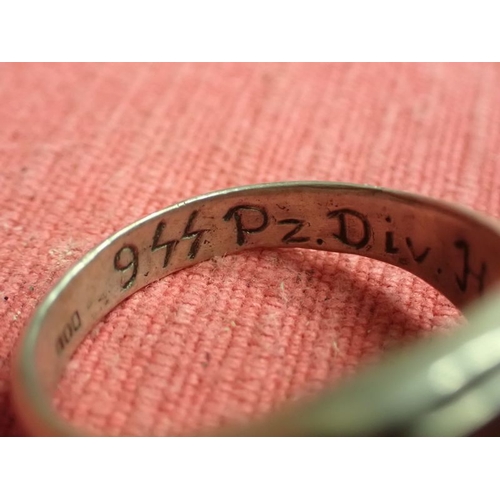 196 - Waffen-SS Hohenstaufen panzer div finger ring

Good quality private purchase silver ring. The owner'... 