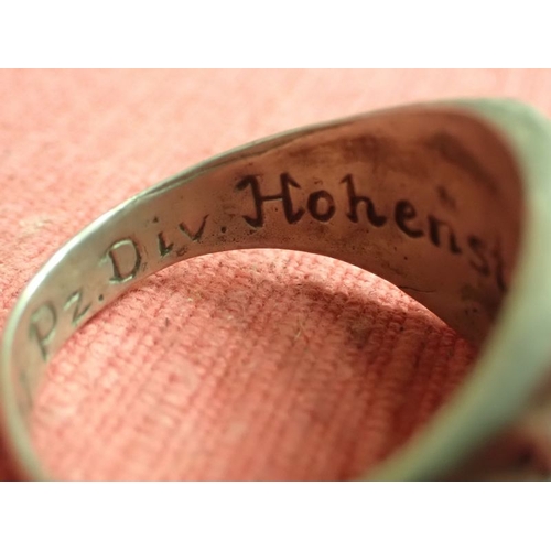 196 - Waffen-SS Hohenstaufen panzer div finger ring

Good quality private purchase silver ring. The owner'... 