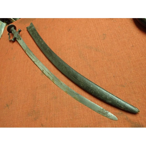 ANTIQUE TALWAR WITH SCABBARD CURVED 753 MM BLADE. SOME LIGHT RANDOM ...