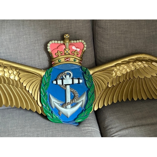158 - British Fleet Air Arm Airbase Wooden Sign

Large wooden sign from airbase 1.6 m wide - age unknown