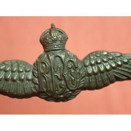 173 - WW1 Royal Flying Corps  Bronze Pilots wings

WW1 Royal Flying Corps Officers Bronze Pilots Hollow Ba... 