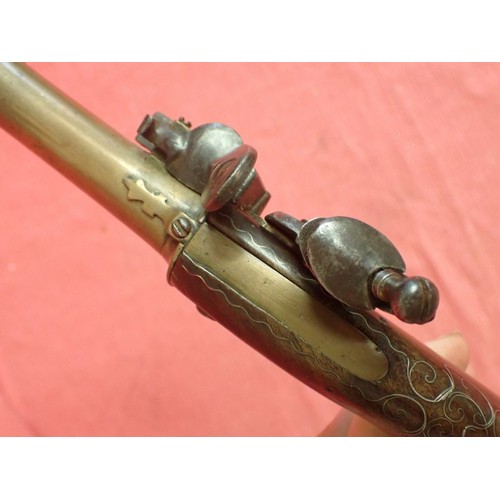 305 - Bronze flintlock pistol circa 1780

Unusual pistol, probably French circa 1780. Cannon barrel fitted... 
