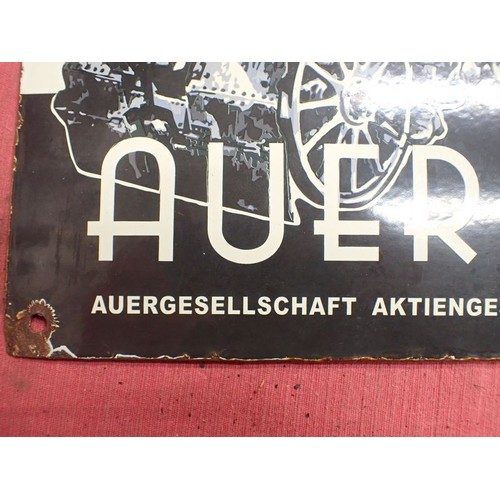 3 - WW2 German AUER of Berlin advertisement sign

Enamel on steel wall sign, slightly convex. Chipped ar... 