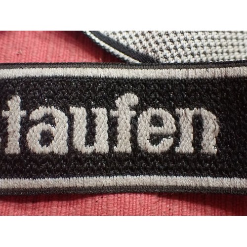 12 - WW2 German Waffen-SS Hohenstaufen Div cuff title

Good condition Bevo title. Folded and stitched end... 