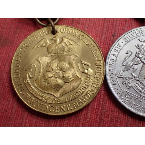 54 - Three King George V commemorative medals

Two of which are Leicester related.