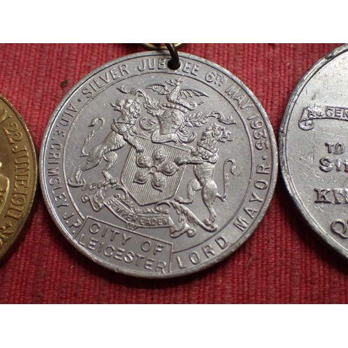 54 - Three King George V commemorative medals

Two of which are Leicester related.
