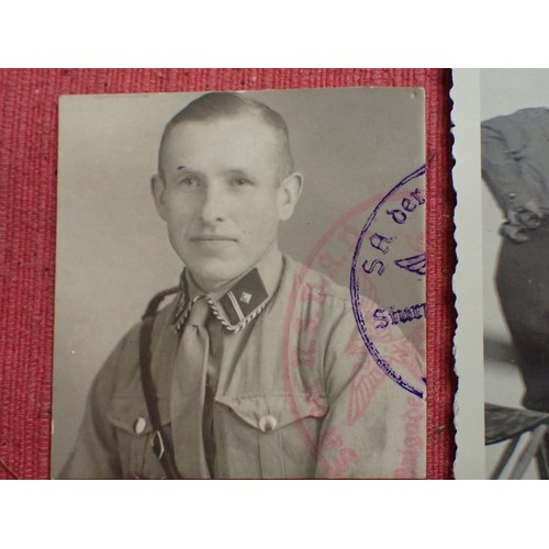 62 - WW2 German, two S.A. photographs

Album removed image, 84 mm tall.  The other, possibly from a Soldb... 