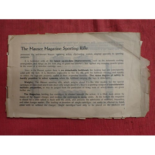 6 - Circa 1914 Mauser rifle instruction manual

Rare early manual for the Mauser sporting rifle. Also ad... 