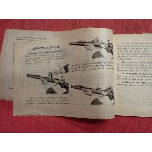 6 - Circa 1914 Mauser rifle instruction manual

Rare early manual for the Mauser sporting rifle. Also ad... 