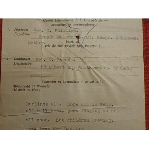15 - WW2 German occupied Guernsey Red Cross letter

LETTER FROM APRIL 1945. OLD TAPE REPAIR TO THE BACK. ... 