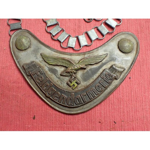39 - WW2 German Luftwaffe field police gorget

A well-used and, subsequently, well-patinated Luftwaffe Fe... 