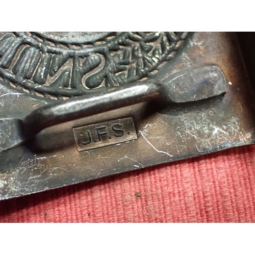 42 - WW2 German Army steel belt buckle

Steel buckle in clean, crisp condition. JFS maker mark to the bac... 