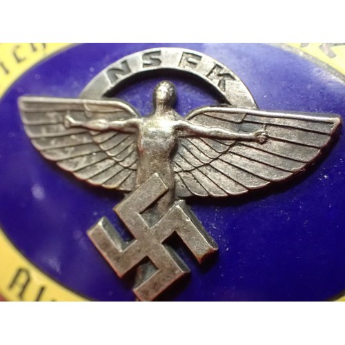 46 - WW2 German 1939 N.S.F.K. flyers badge

Convex badge. No enamel chips or loss. Three rivets for the f... 