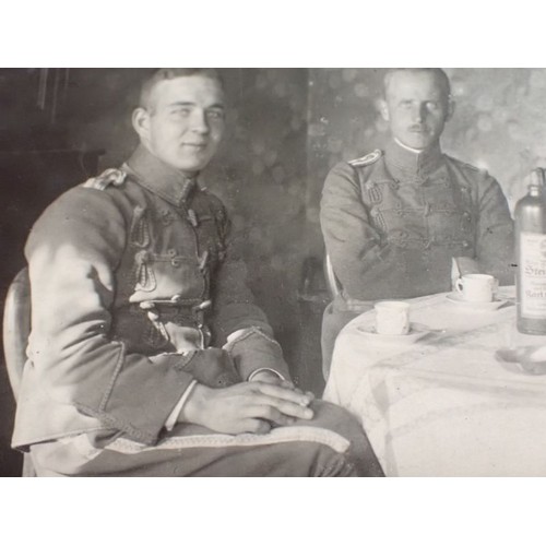 54 - Six WW1 German photographs inc hussar's

Three larger images, album removed. 168 mm across. Along wi... 