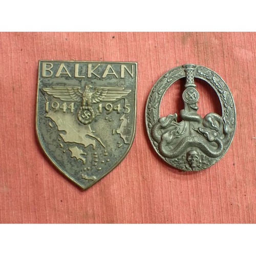 Two replica German combat awards Old copies of the Balkan Shield and ...