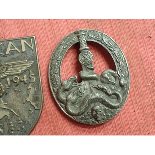 Two replica German combat awards Old copies of the Balkan Shield and ...