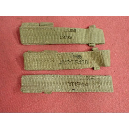 9 - Three WW2 British bayonet webbing frogs

All three in excellent clean condition with clear maker mar... 