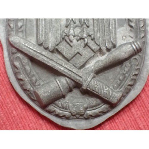 18 - WW2 German unfinished General Assault badge

Circa 1945 factory-floor pickup. JFS maker marked.